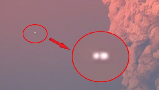 Video still showing the disputed object near the Calbuco ash plume, 22 April 2015.
