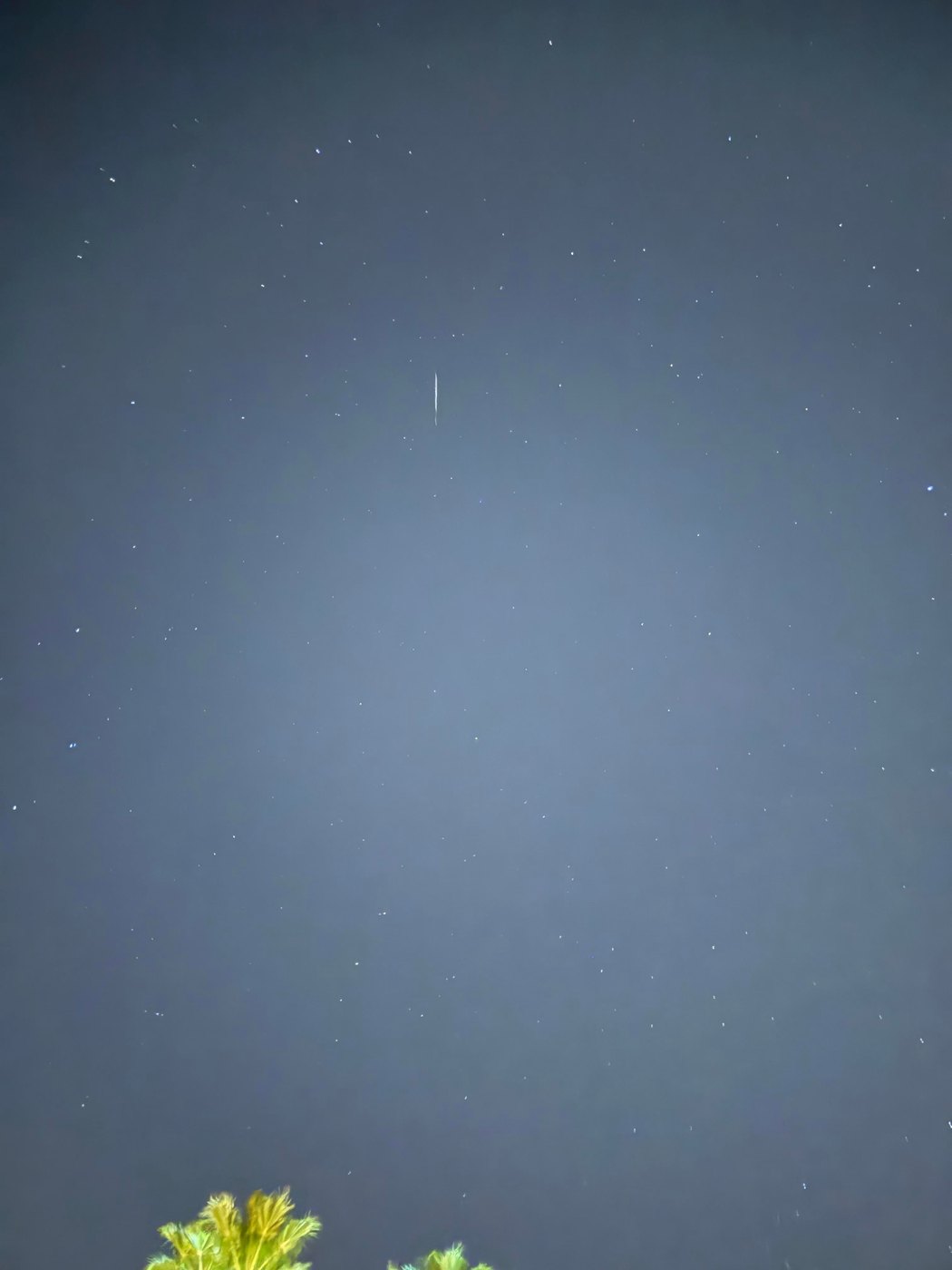 The line of light over the Coachella Valley, about 12:35 am on 6 July 2026, unmagnified. Witness photograph.