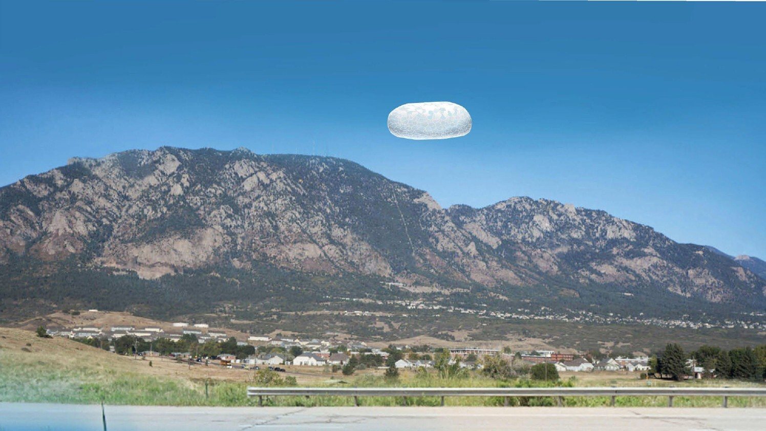 The FBI's forensic digital rendering (file FBI-UAP-D003) of the "potato" shaped object reported over Cheyenne Mountain near Colorado Springs in February 2022, reconstructed in 2024 by an FBI Operational Projects Unit forensic artist from a witness interview and released on June 12, 2026 under PURSUE.