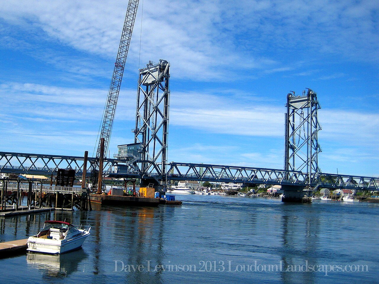 The Memorial Bridge spanning the Piscataqua River at Portsmouth, New Hampshire, the river the witness places Eliot, Maine across from. A locator for the setting, not an image of the reported object; no photograph of the 1982 sighting exists.