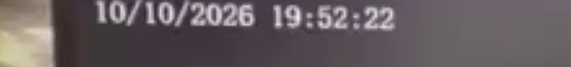 The burned in camera clock at the start of the clip, enlarged three times. It reads 10/10/2026 19:52:22. The IDF Spokesperson states that the alert was activated at 19:57 in Arab al-Aramshe, so the object was recorded about five minutes before the warning.