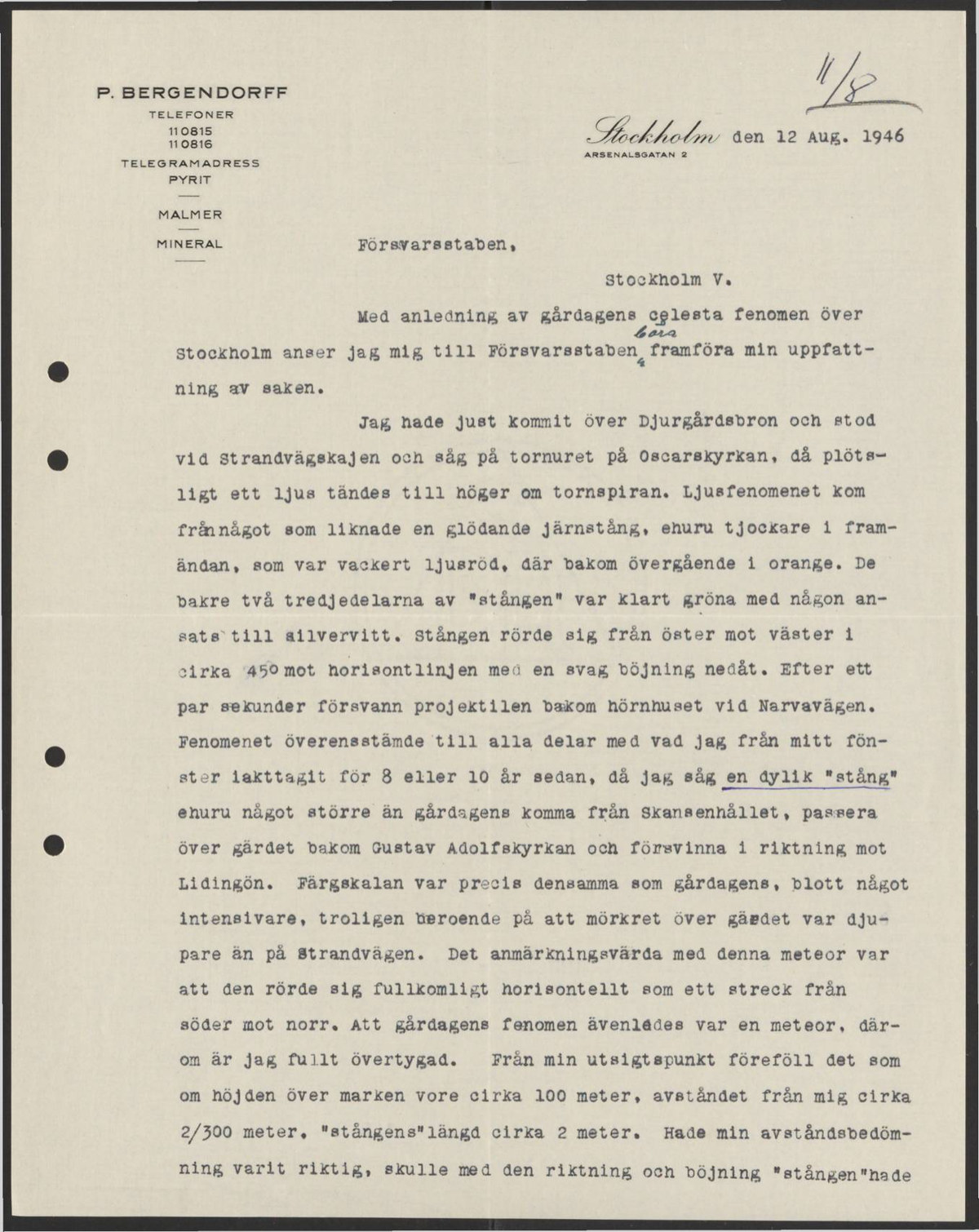 The Ghost Rockets: Sweden's 1946 Wave and the Newly Released War Department Review