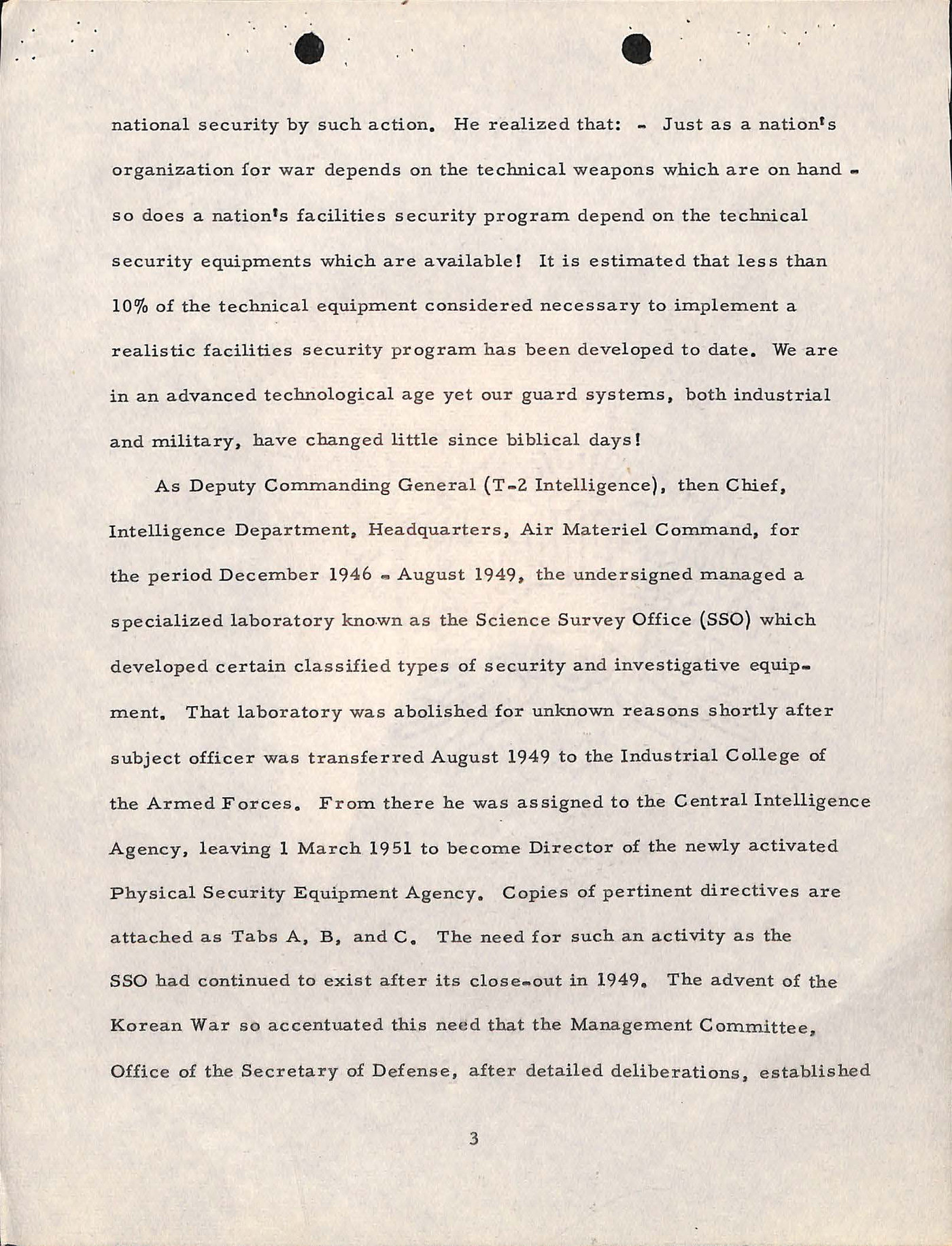 The narrative page in which McCoy records managing a specialized laboratory known as the Science Survey Office from December 1946 to August 1949, states that it was abolished for unknown reasons shortly after his transfer, and describes his subsequent assignment to the Central Intelligence Agency until 1 March 1951.