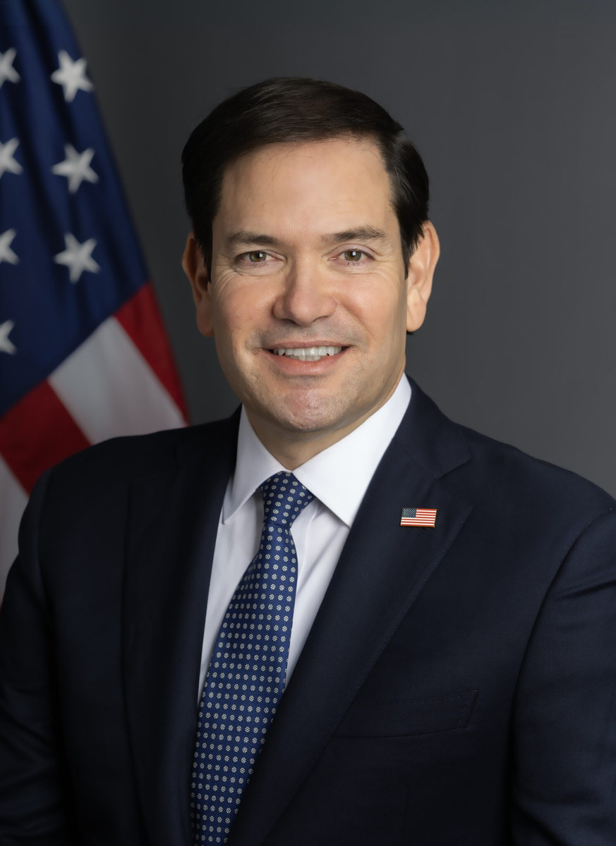 Official U.S. Department of State portrait of Secretary of State Marco Rubio. This is not a photograph of the interview: no still from the recording in the Thomas Jefferson State Reception Room was available from a government source, and this case concerns a statement rather than a sighting, so there is no imagery of any object.